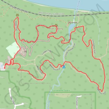 Loop hike in Fontenelle Forest via Hackberry Trail, Hawthorn Trail, Chickadee Trail, Riverview Boardwalk and Ridge Trail trail, distance, elevation, map, profile, GPS track