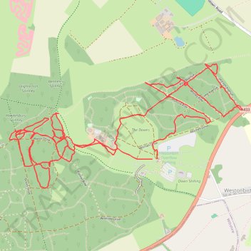 Westonbirt Old Arboretum tracks trail, distance, elevation, map, profile, GPS track