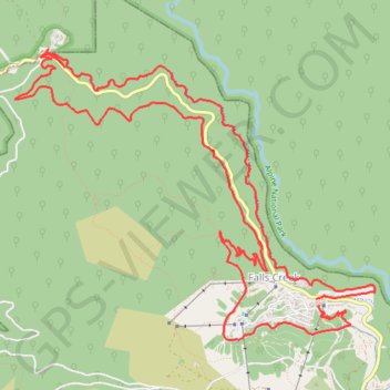Falls Creek - Aqueduct Trail - Wishing Well - Flowtown - Packhorse Trail trail, distance, elevation, map, profile, GPS track