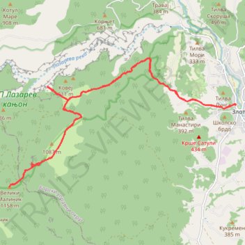 Malinik, Lazrev kanjon, 5.7.2014. trail, distance, elevation, map, profile, GPS track
