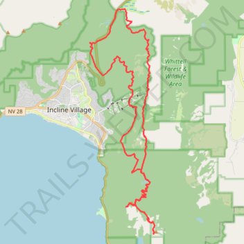 Tahoe Rim Trail (TRT) - Marlette Peak - Incline Flume trail, distance, elevation, map, profile, GPS track
