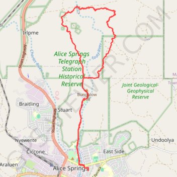 Old Telegraph Station Trail trail, distance, elevation, map, profile, GPS track