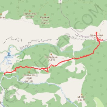 Beljanica trail, distance, elevation, map, profile, GPS track