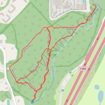 Buxton Gorge trail, distance, elevation, map, profile, GPS track