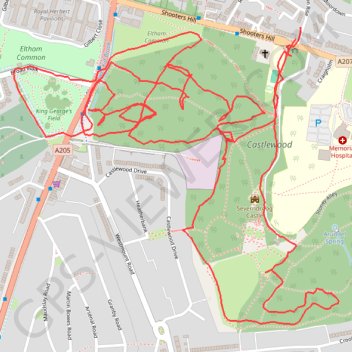 Castlewood Loop trail, distance, elevation, map, profile, GPS track
