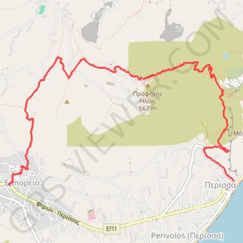 Profitis Ilias de Santorin trail, distance, elevation, map, profile, GPS track