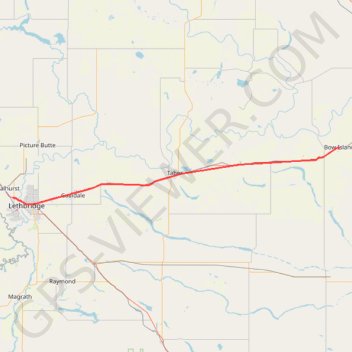 Lethbridge - Bow Island trail, distance, elevation, map, profile, GPS track