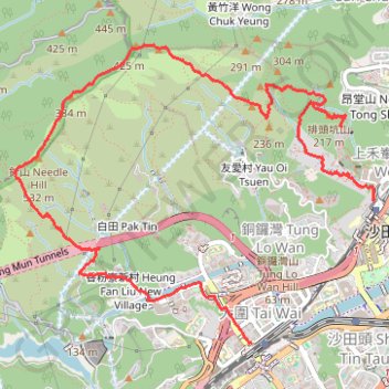 針山 trail, distance, elevation, map, profile, GPS track