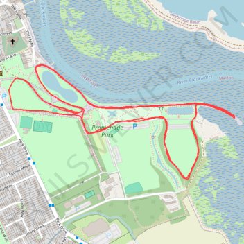 Maldon Promenade Park Run trail, distance, elevation, map, profile, GPS track