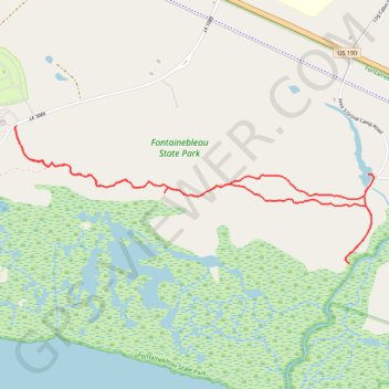 Cane Bayou Trail in Fontainebleau State Park trail, distance, elevation, map, profile, GPS track