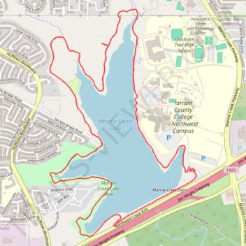 Marine Creek Lake Loop, new sidewalk trail, distance, elevation, map, profile, GPS track