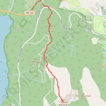 Cadillac Mountain trail, distance, elevation, map, profile, GPS track