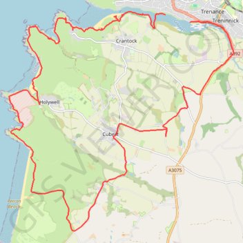Newquay to Penhale Sands trail, distance, elevation, map, profile, GPS track