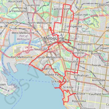 Saint Kilda - Melbourne trail, distance, elevation, map, profile, GPS track