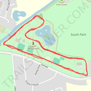 Darlington South Park parkrun trail, distance, elevation, map, profile, GPS track