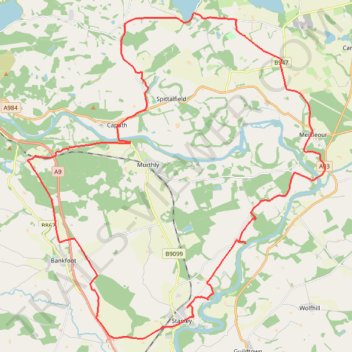 Kinclaven Wood - Stanley - Bankfoot Loop trail, distance, elevation, map, profile, GPS track