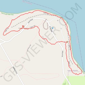 Eagle Loop Trail in Peninsula State Park trail, distance, elevation, map, profile, GPS track
