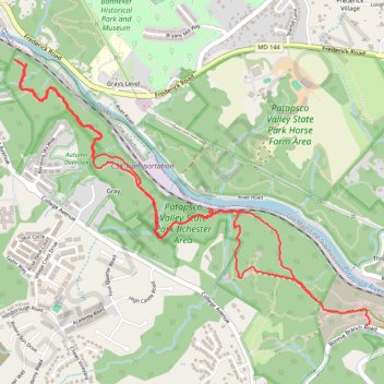 Patapsco Valley State Park Ilchester Area trail, distance, elevation, map, profile, GPS track