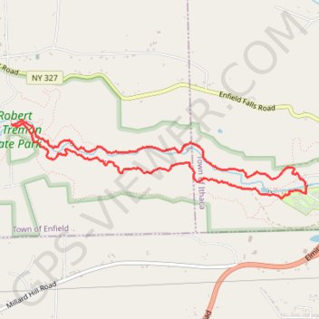 Rim Trail and Gorge Trail Loop in Robert H. Treman State Park trail, distance, elevation, map, profile, GPS track