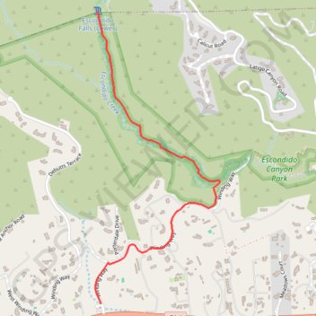 Escondido Falls trail, distance, elevation, map, profile, GPS track
