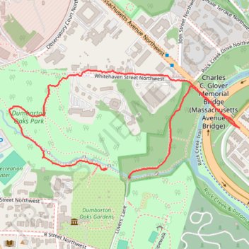 Dumbarton Oaks Park trail, distance, elevation, map, profile, GPS track