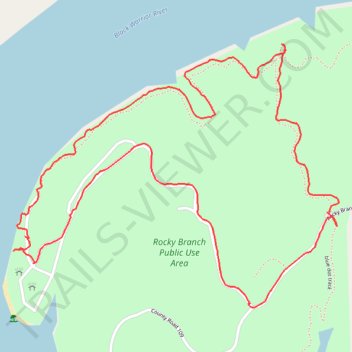 Rocky Branch north loop trail and picnic area trail, distance, elevation, map, profile, GPS track