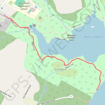 Witty's Lagoon Beach Trail trail, distance, elevation, map, profile, GPS track