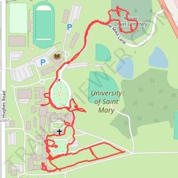 University of Saint Mary trail, distance, elevation, map, profile, GPS track
