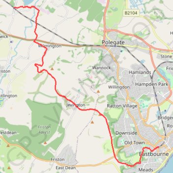 Walk Berwick to Eastbourn trail, distance, elevation, map, profile, GPS track