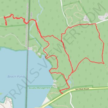Arcadia - East of Beach Pond loop trail, distance, elevation, map, profile, GPS track