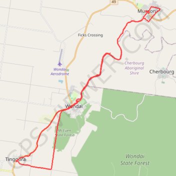 Tinny-Murgon trail, distance, elevation, map, profile, GPS track