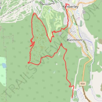 Bike trail near Kimberley trail, distance, elevation, map, profile, GPS track
