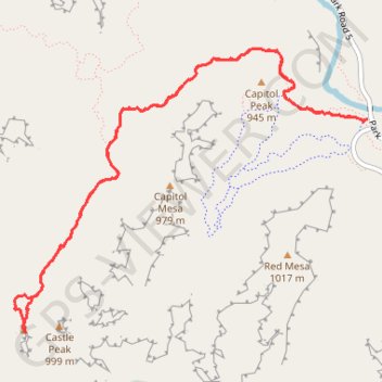 Lighthouse Peak via Lighthouse Trail in Palo Duro Canyon State Park trail, distance, elevation, map, profile, GPS track
