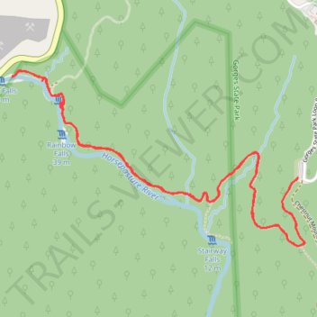 Rainbow Falls, Turtleback Falls and Drift Falls trail, distance, elevation, map, profile, GPS track