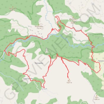 Gornja Trešnjica trail, distance, elevation, map, profile, GPS track