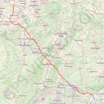 Riethoven naar Oostenrijk trail, distance, elevation, map, profile, GPS track
