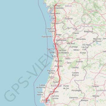 Camino Portugues Central trail, distance, elevation, map, profile, GPS track