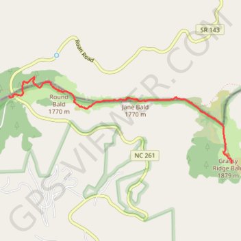 Grassy Ridge Bald via Appalachian Trail trail, distance, elevation, map, profile, GPS track