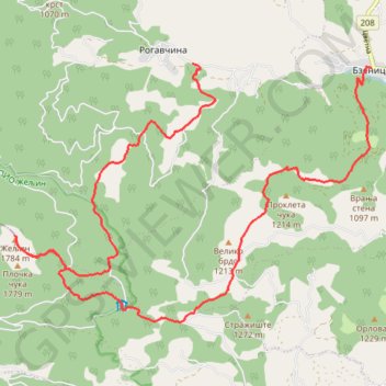 Mitrovo polje_Zeljin_Rogavcina trail, distance, elevation, map, profile, GPS track