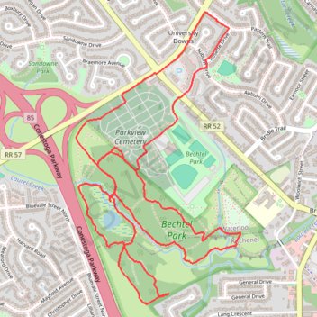 Backtrails in Bechtel Park trail, distance, elevation, map, profile, GPS track