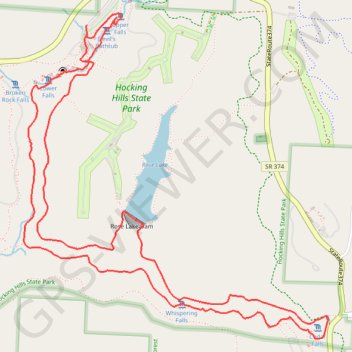 Gorge Overlook Trail and Buckeye Trail Loop Hike in Hocking Hills State Park trail, distance, elevation, map, profile, GPS track