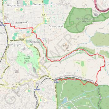 Belair National Park - Brownhill Creek trail, distance, elevation, map, profile, GPS track