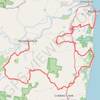 Murwillumbah - Kingscliff trail, distance, elevation, map, profile, GPS track