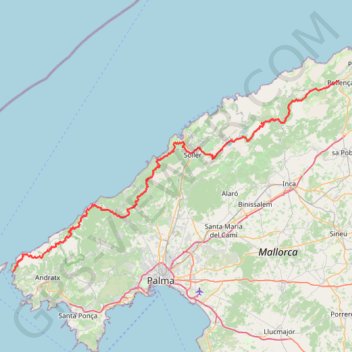 GR221 tramuntana trail, distance, elevation, map, profile, GPS track