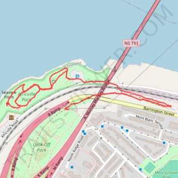 Africville Park trail, distance, elevation, map, profile, GPS track