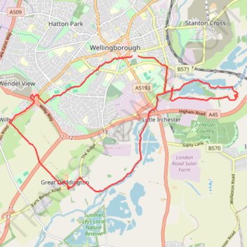 Wellingborough Waendel Walk walk trail, distance, elevation, map, profile, GPS track