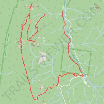 Cathedral Ranges and Neds Peak loop hike trail, distance, elevation, map, profile, GPS track